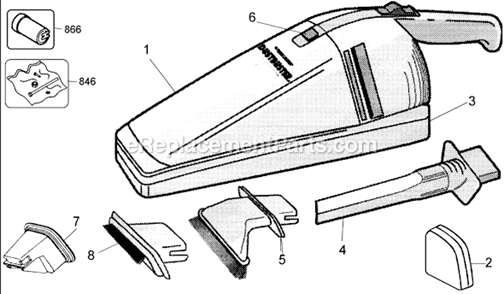 Page A Diagram and Parts List for DB225 Type 2 Black and Decker Hand Vacuum